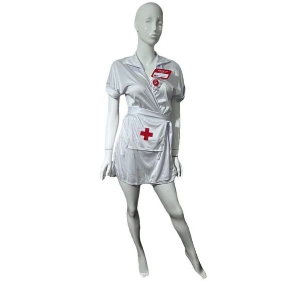Spirit Halloween Classic Nurse Costume Plus 1X 18-20 Dress Hat Apron Stethoscope - Picture 2 of 7